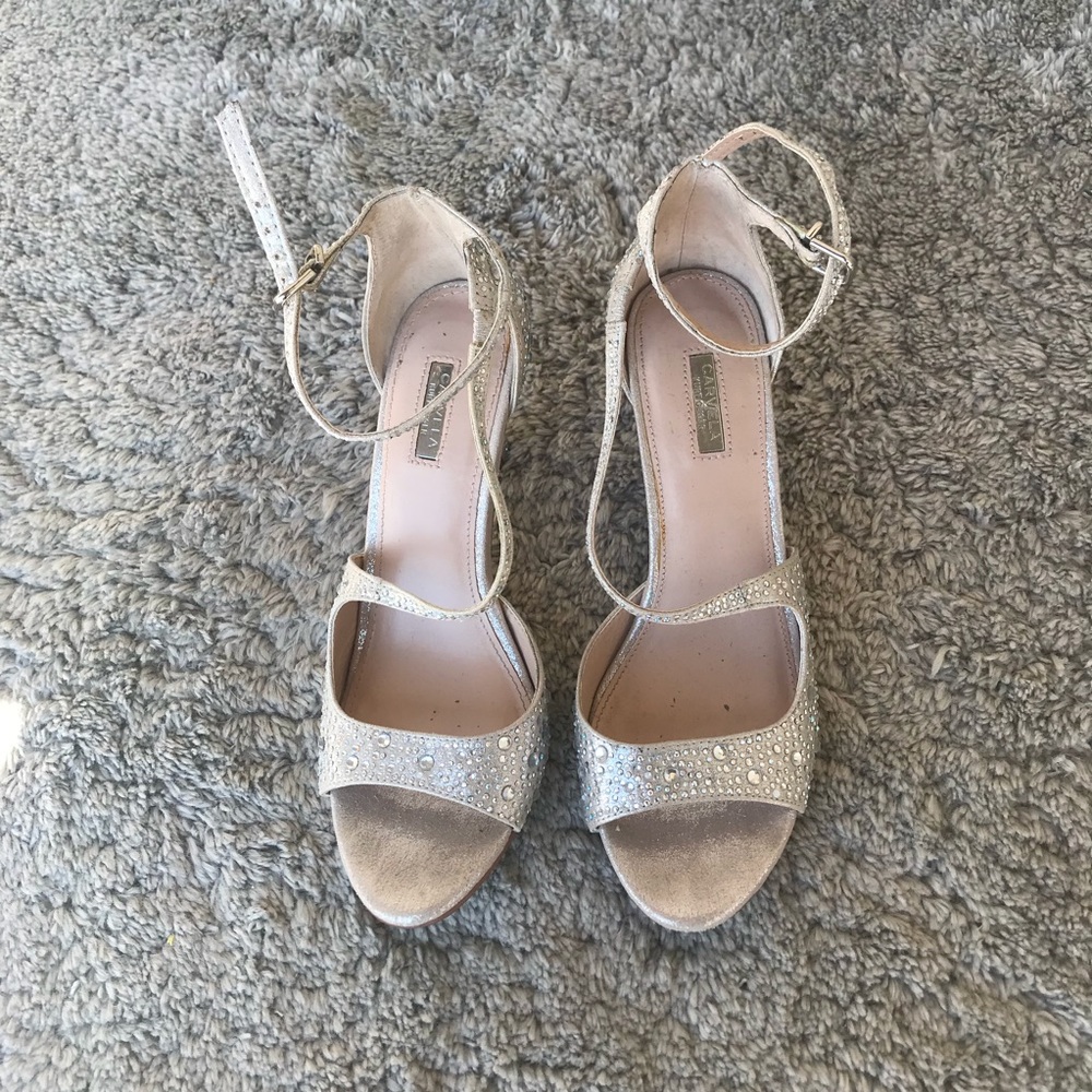 Carvela by Kurt Geiger strap heeled sandal silver